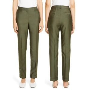 Lafayette 148 Clinton Dill Green Pickstitch Cuff Pants Trousers size 2